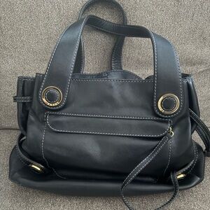 Vintage Loewe Black Leather Shoulder Tote
